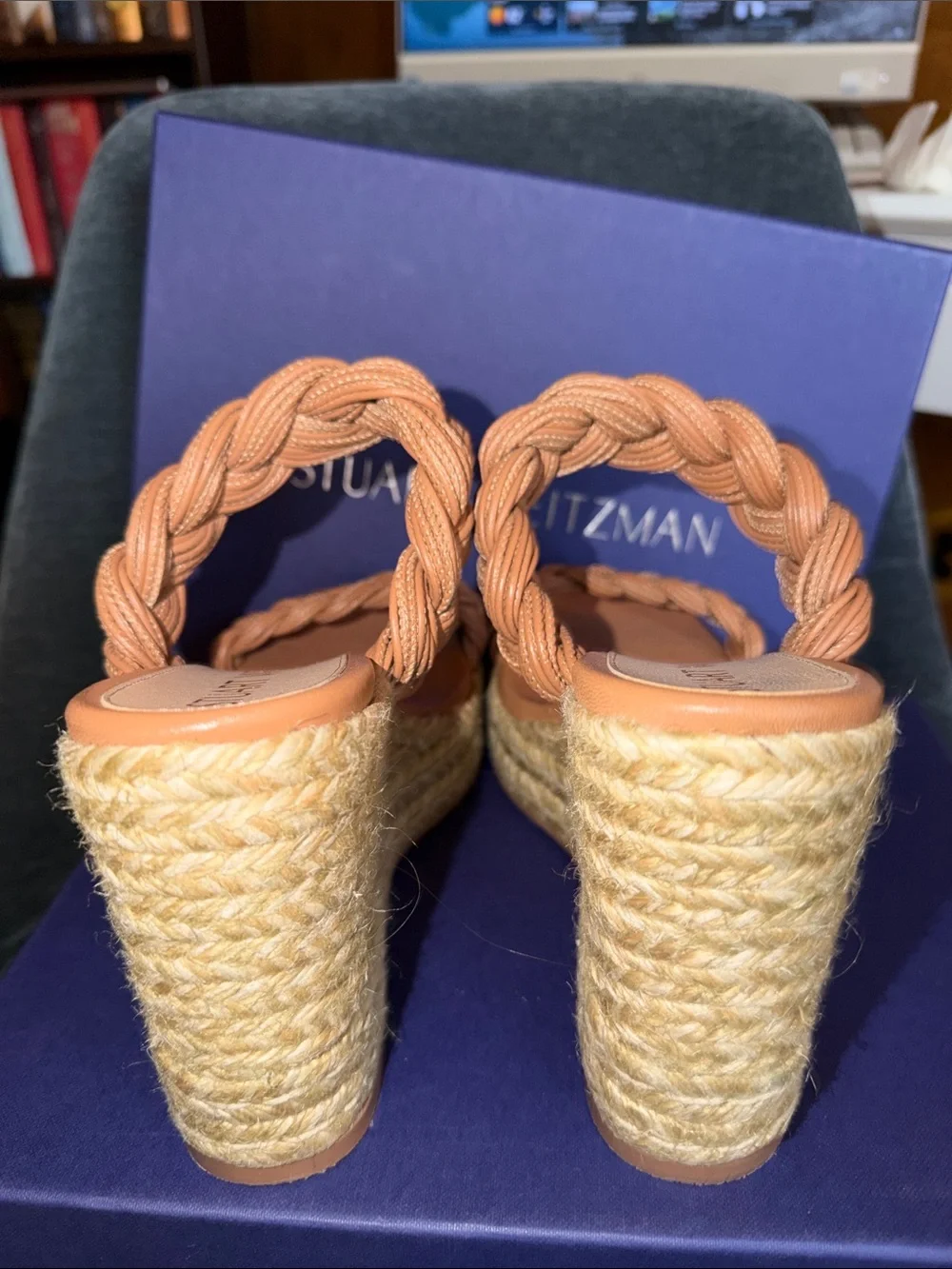 Stuart Weitzman Braided Tan Espadrille Wedge Sandals never worn - Picture 3 of 4